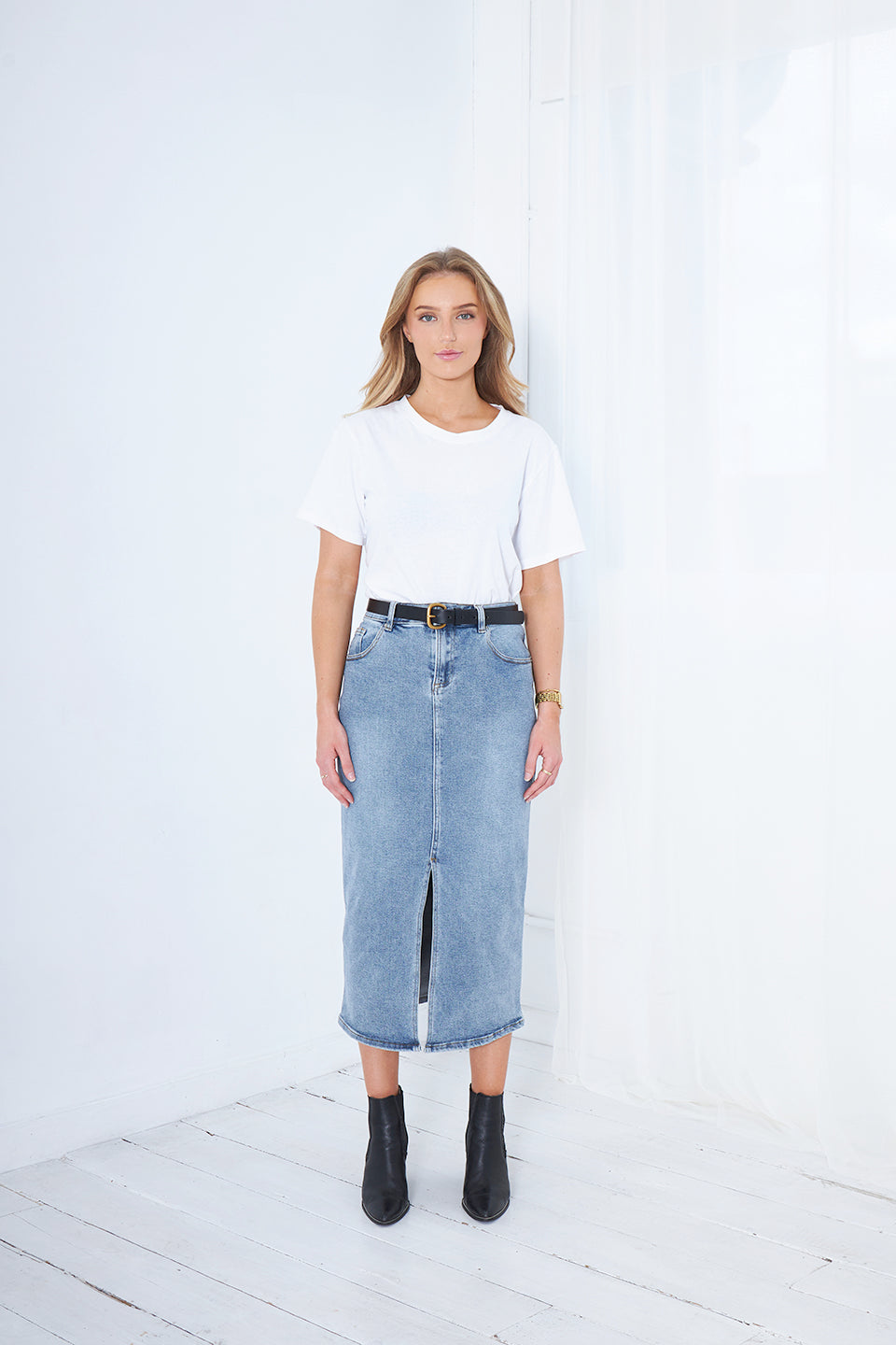 WILLOW DENIM MIDI SKIRT