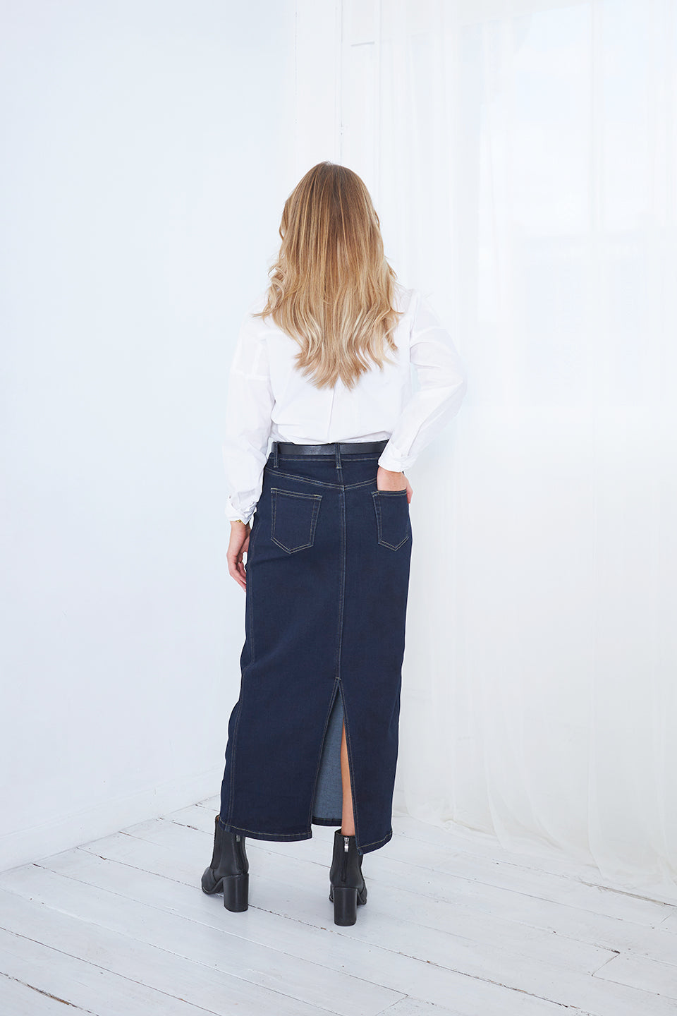 KENDAL DENIM MAXI SKIRT - INDIGO