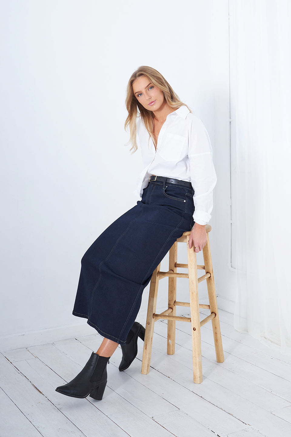 KENDAL DENIM MAXI SKIRT - INDIGO