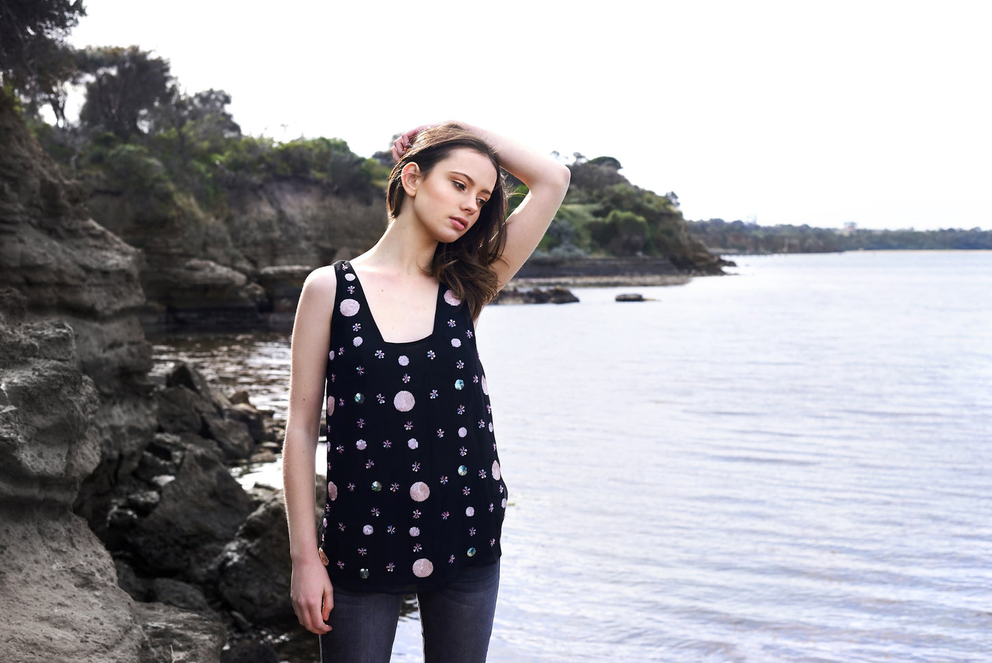 ASPINA SILK BEADED CAMI