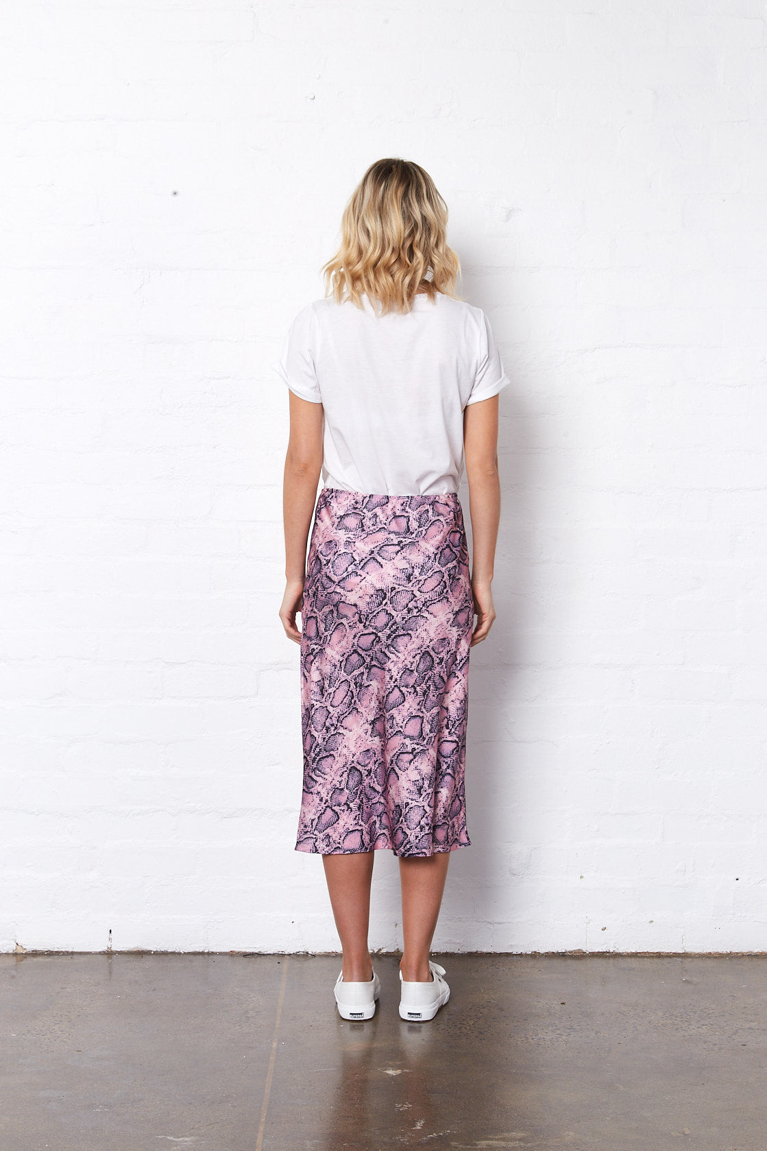 BELLA MIDI SKIRT - PINK SNAKEPRINT