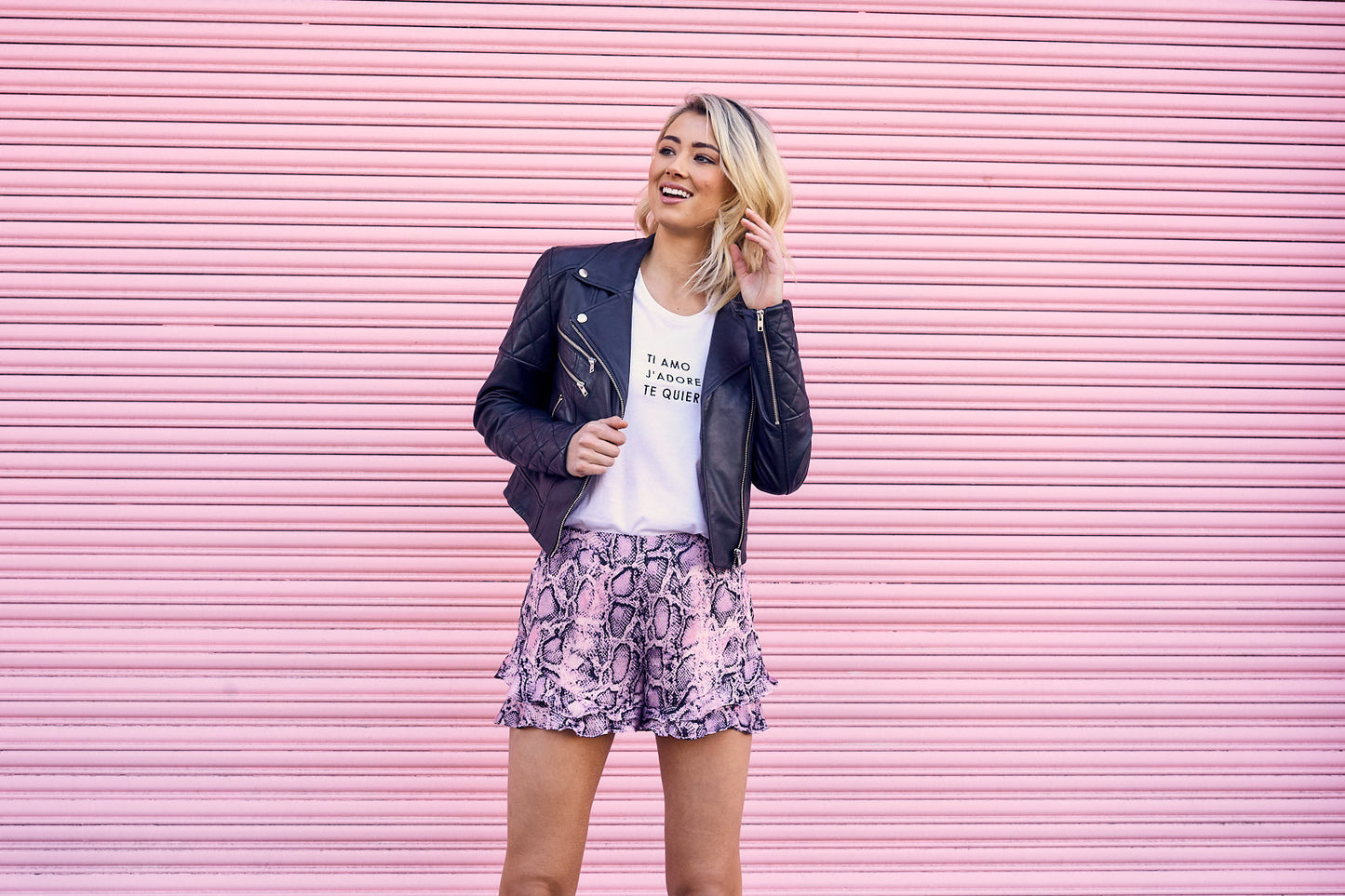 LILY RUFFLE SHORT - PINK SNAKEPRINT