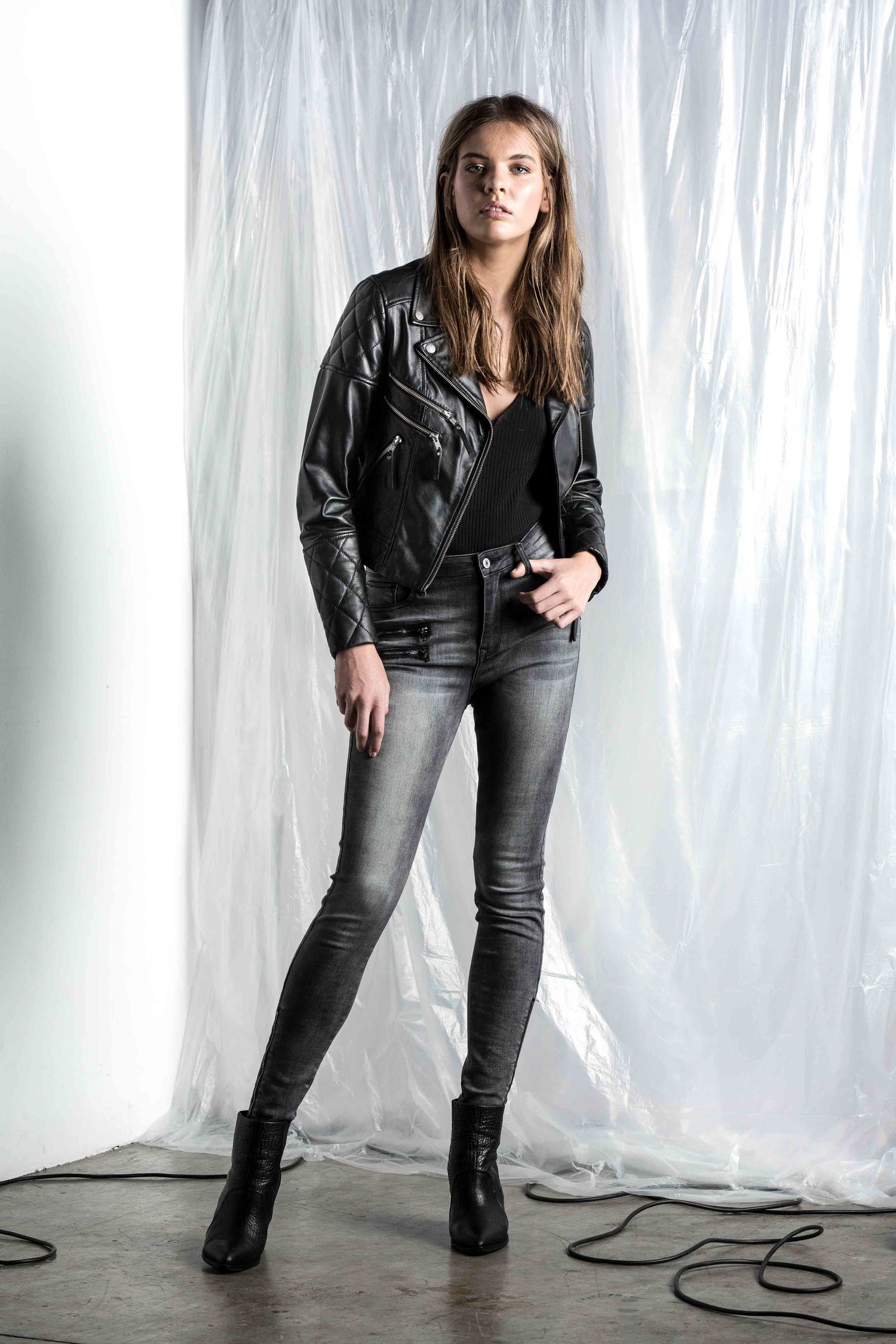 Saint Rose Logan leather jacket front