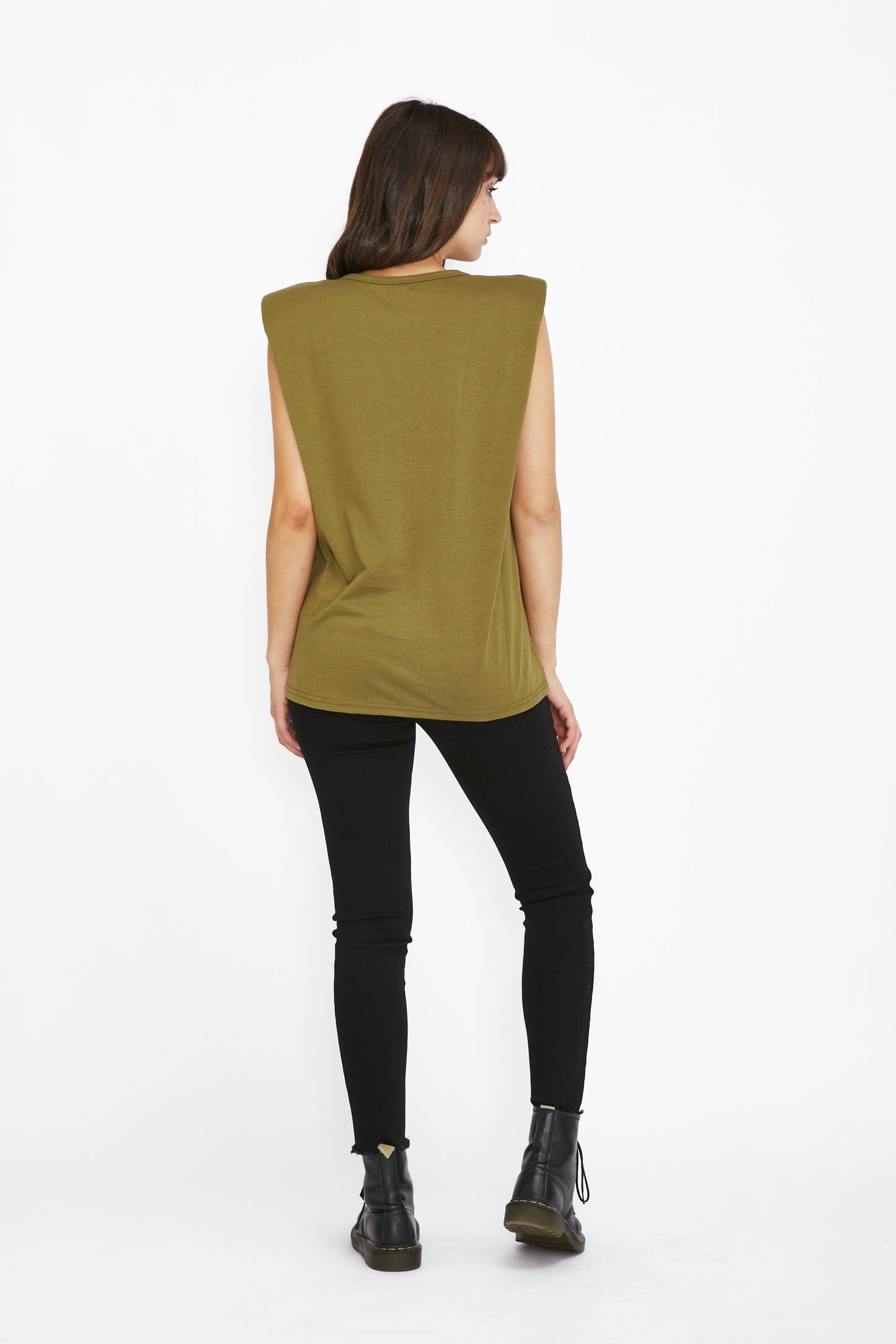 LIVIA SHOULDER DETAIL TEE - OLIVE